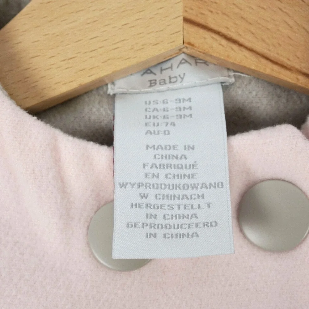 Tahari Baby Coat‎ Kids 6-9M Pink Grey Colorblock Pleated Outerwear